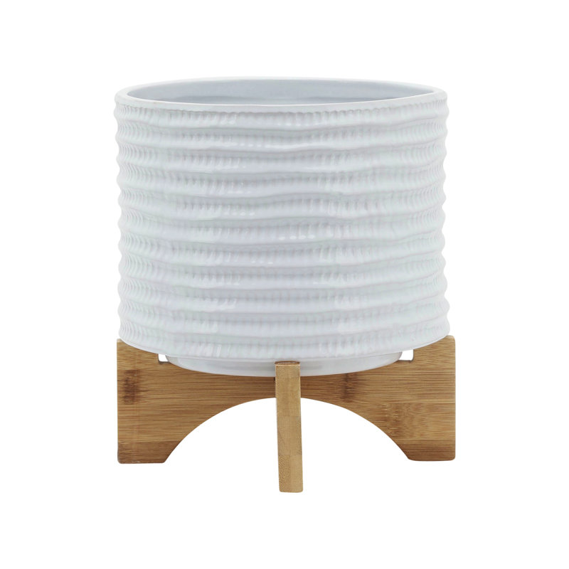 Jardinière 8 "avec support, blanc