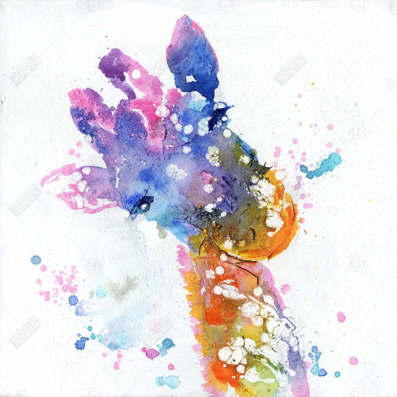 " Abstract Giraffe With Color Splash "