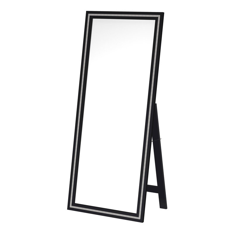 28 x 67 Inch Tempered LED Standing Mirror, Black
