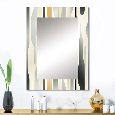 Edite Neutral Space - miroir mural rayé, rayé, miroir décoratif abstrait, impression d'art en métal