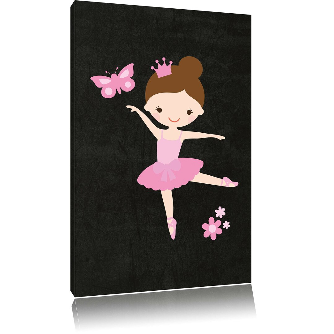 Leinwandbild Ballerina Schmetterling Blumen