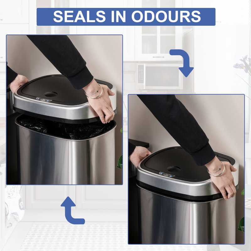 Steel Motion Sensor Rubbish Bin, 58L