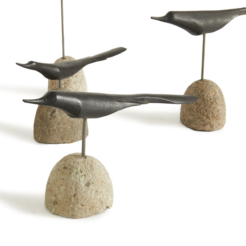 5 Piece Soma Loft Flock Statue Set, Black