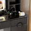  Meuble-lavabo cannelé 60 po avec grand miroir éclairé de 32 po, meuble-lavabo en bois avec lumières et plateau en verre, station de charge, noir-1659778981