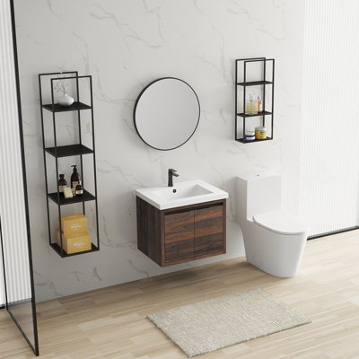 Bathroom Cabinet With Sink,Soft Close Doors,Float Mounting Design,24 Inch For Small Bathroom