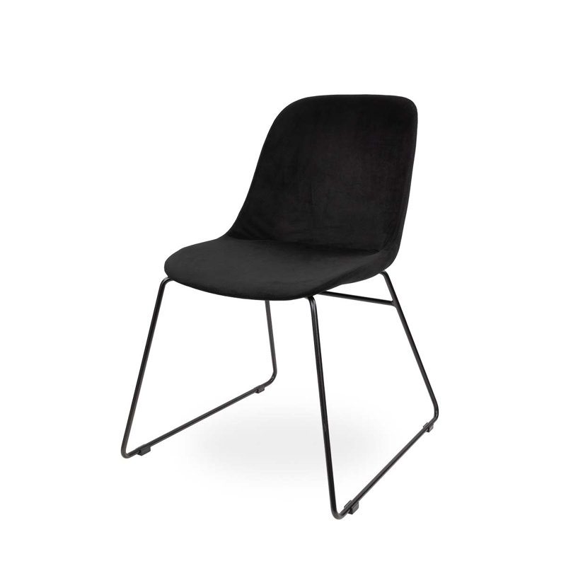 43cm H Velvet Upholstered Side Chair, Black