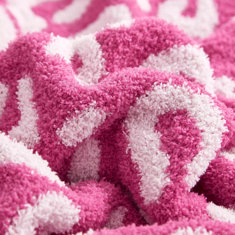 Leopard Throw Blanket Reversible Animal Print Throw Soft Feather Yarn Blankets for Couch Bed Sofa Gift, 60" L x 50" W, Pink