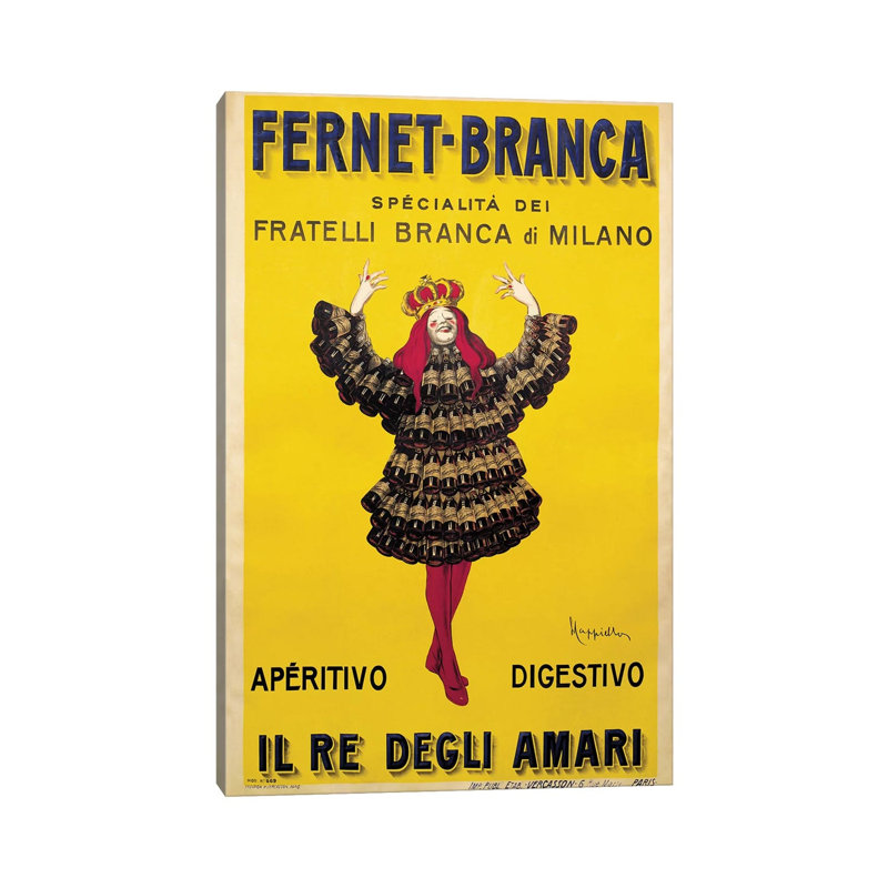 Fernet Branca Yellow by Leonetto Cappiello - Wrapped Canvas Print, 20.32 cm H x 30.48 cm W