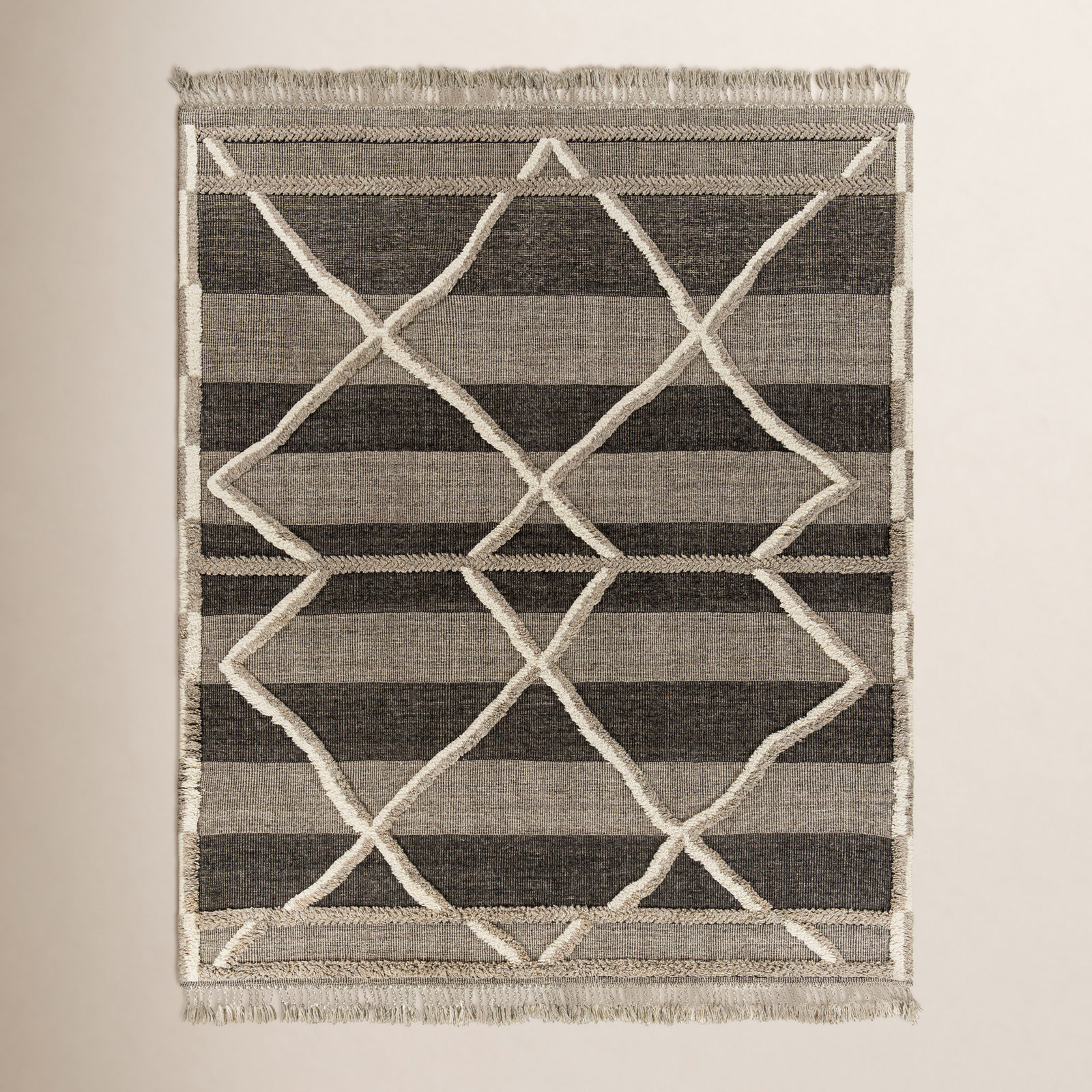 Leanna Hand-Knotted Gray Moroccan Rug, Rectangle 5' x 7'6"
