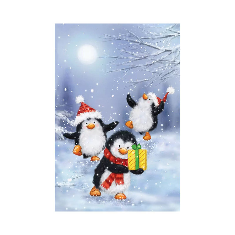 Penguins by MAKIKO - Wrapped Canvas Print, 20.32 cm H x 30.48 cm W