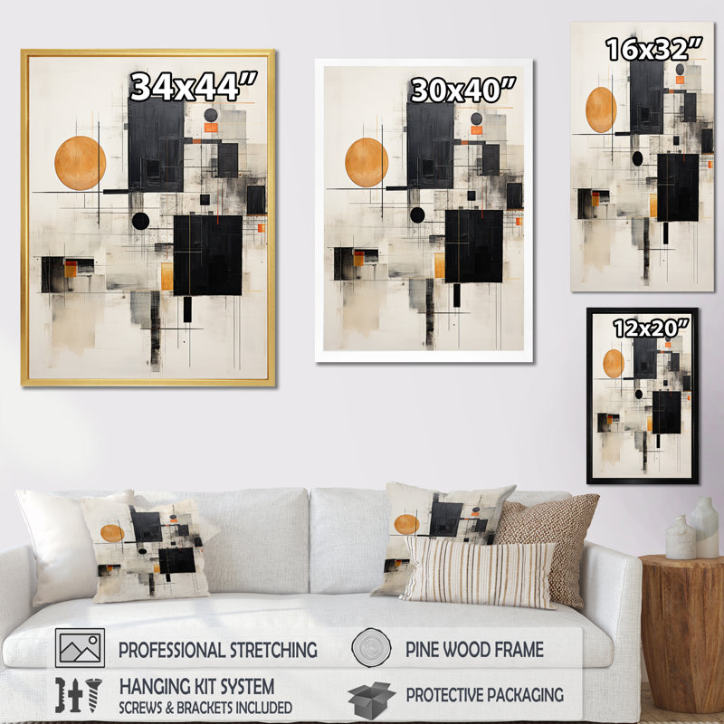 «Isamara Yellow Suprematism», impression sur toile, Cadre photo noir, H 40 po x l 30 po x P 1,5 po