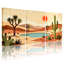 «Landscape & Nature Desert Landscape with Cactus and Oasis», ensemble de 3 impressions sur toile-1258796179