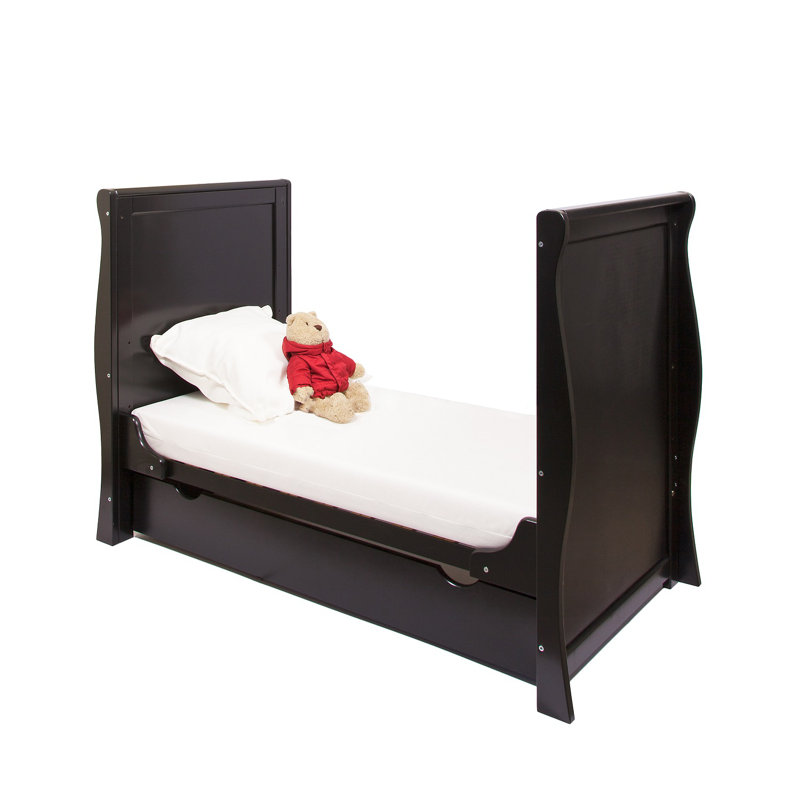 Willow Mini Cot Bed with Mattress 120x60x10cm, Black