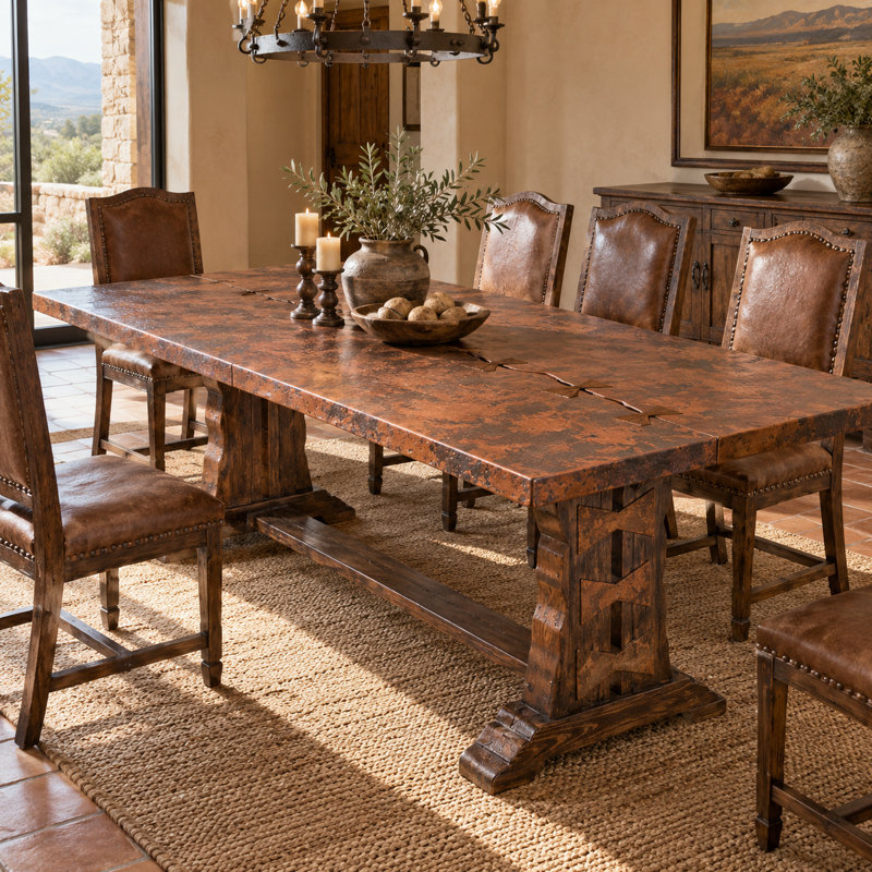 Copper Mesa Butterfly-Key Trestle Dining Table