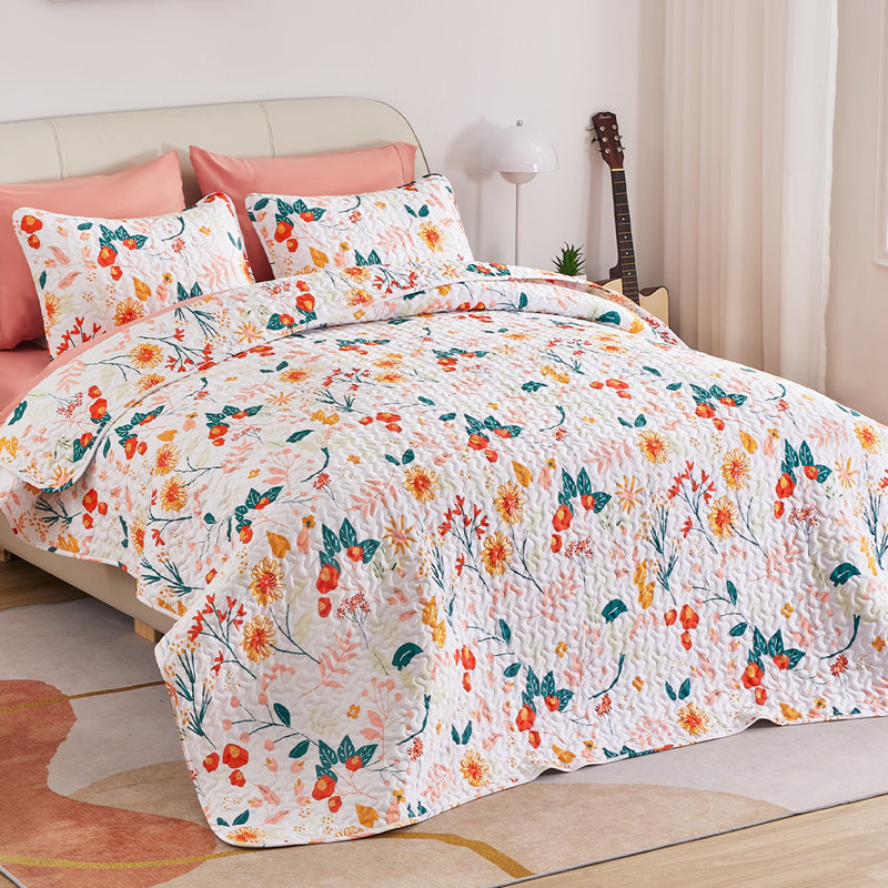 Ensemble de courtepointe à motif floral Hedvika, Courtepointe pour lit double/grand et 2 taies déc, Gorgeous Blooming