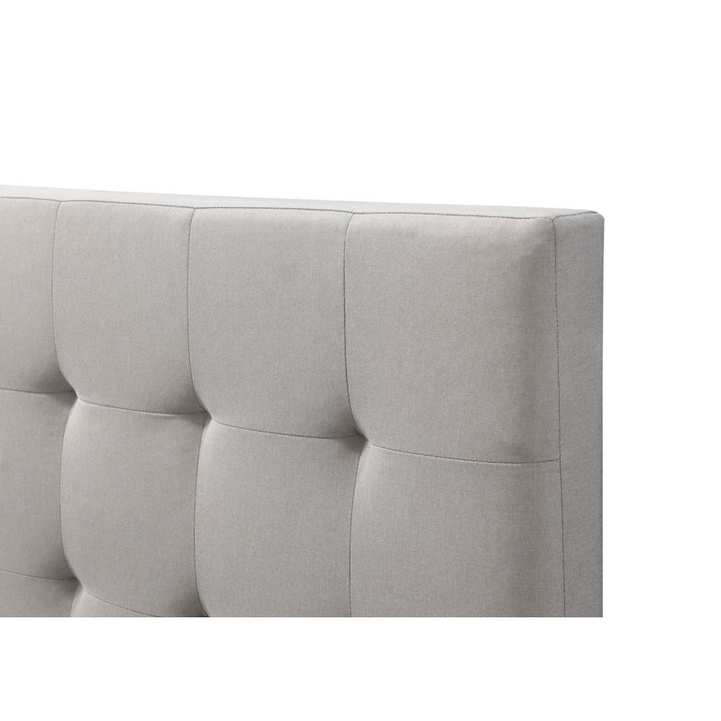 Lit plateforme tapissier à profil bas Ean, Beige sable, Grand