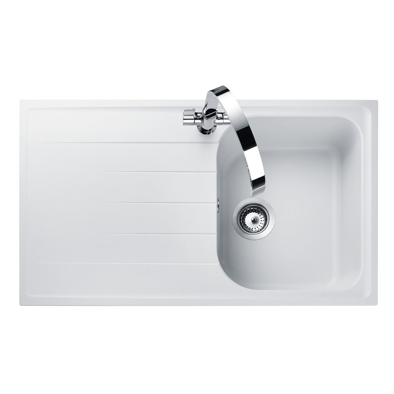 Amethyst Single Bowl Inset Kitchen Sink, Crystal White