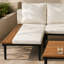 Ensemble de meubles de patio de luxe avec coussins amovibles et table basse, canapé en bois d'acacia en forme de L avec table d'appoint, canapé modulaire d'extérieur pour la cour, véranda, beige