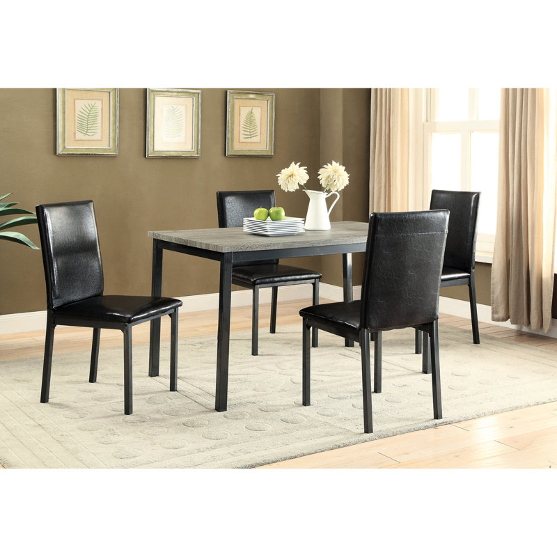 De 2 chaises de salle à manger rembourrées rectangulaires noires avec 2 pièces en simili cuir transitionnel pour une utilisation pratique à la maison