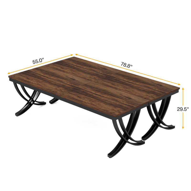 Jasmone 78.74'' Rectangle Conference Table, Brown/Black