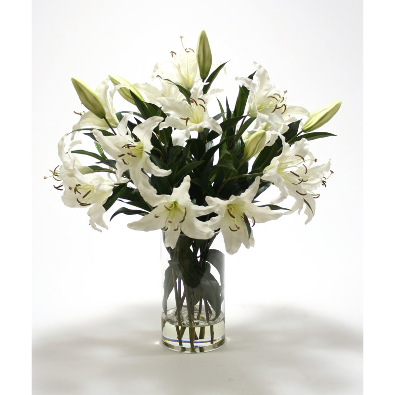 Vase en verre casablanca lilies