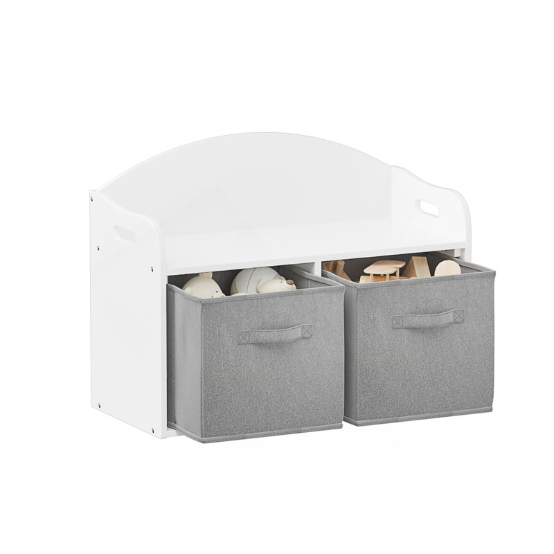 Coffre à jouets / banc en bois pour enfants avec tiroirs en tissu pliables, rangement pour jouets