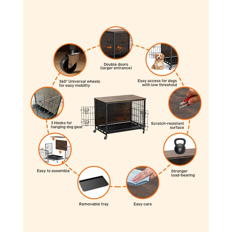 Cage pour chien New Dog Crate Furniture, Brun et noir