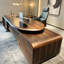 Bureau de direction en bois massif noyer noir clair de style zen clair avec tiroirs de rangement multifonctionnels et classeur combiné-129597173