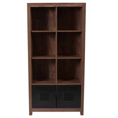 6 Cube Storage Organizer Bookcase with Metal Cabinet Doors