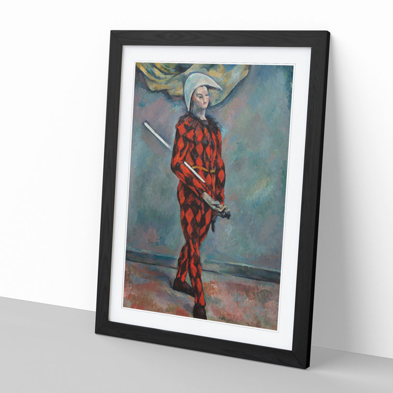 Harlequin by Paul Cezanne - Picture Frame Painting, Black Framed, 90cm H x 65cm W x 2cm D