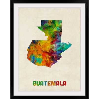 «Guatemala Watercolor Map» par Abarca, impression