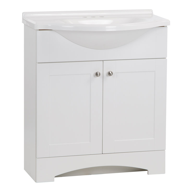 31" Single Bathroom Vanity With Cultured Marble Top, White