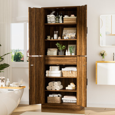 23.6'' W X 71'' H X 15.8'' D Bathroom Cabinet With 1 Center Drawer, Wood Storage Bathroom Cabinet With 4 Doors