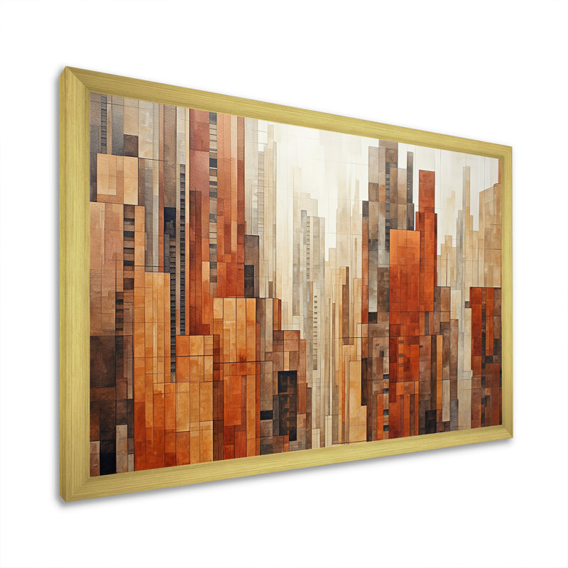 Caramel Colonnes Skycrapers Dream III - Skyscrapers, reproductions encadrées, Cadre doré simple, H 24 po x l 32 po x P 1 po