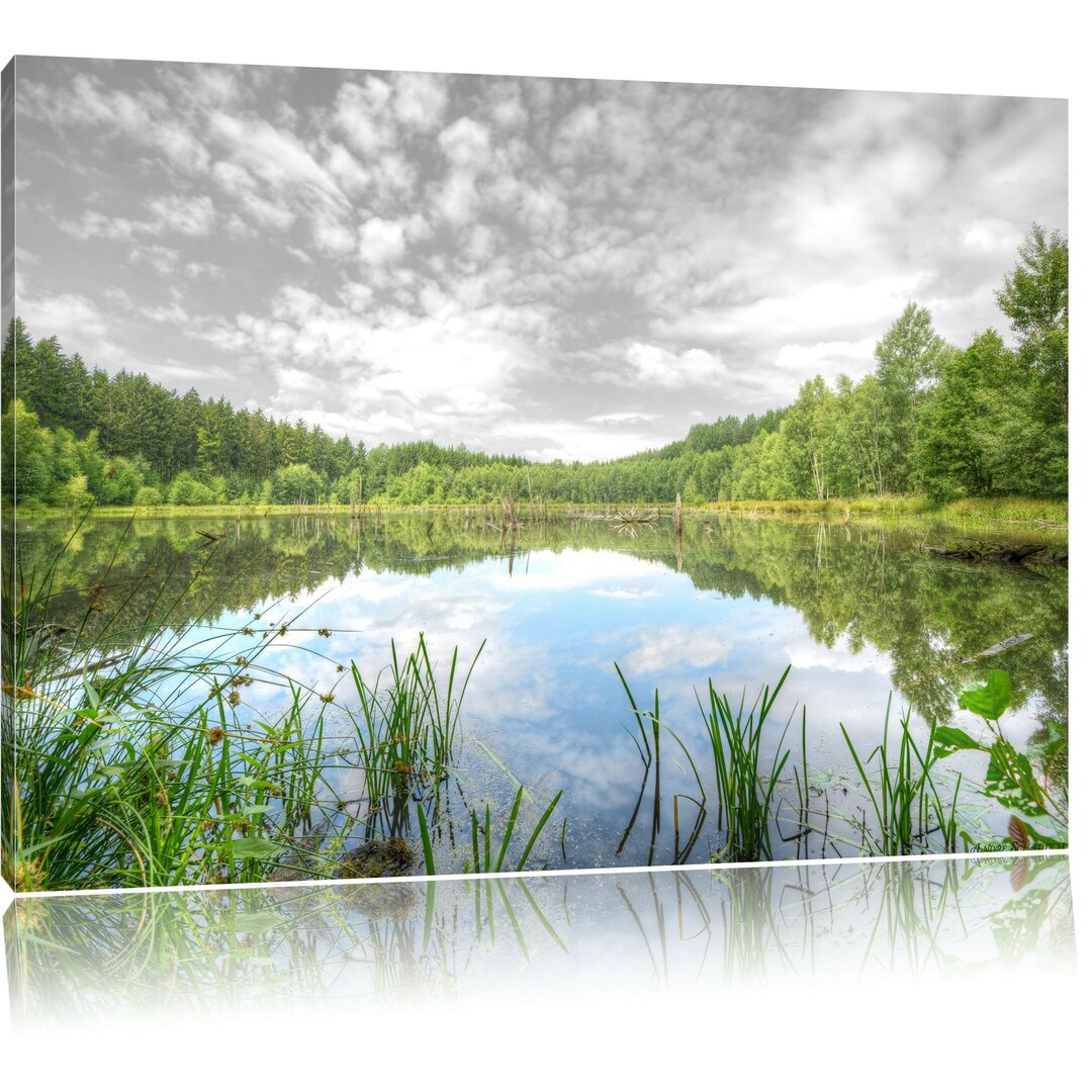 Leinwandbild Traumhafter See in grünem Wald