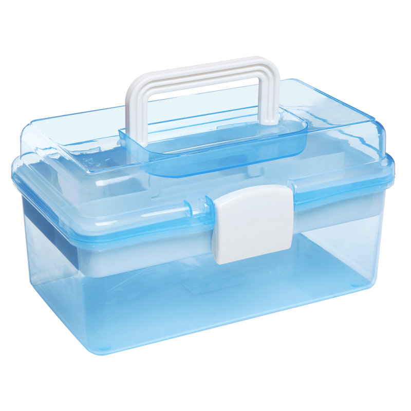 Storage Basket Box Craft Case Container, Clear/Blue