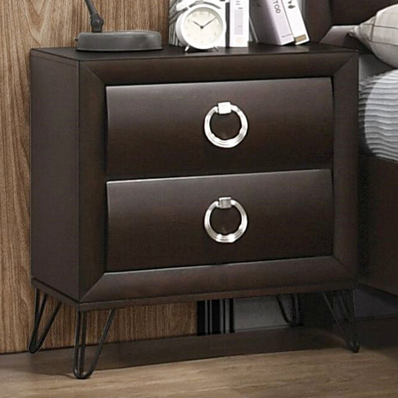 Dark Bedroom Nightstand With 2 Drawers - Functional Storage Option In Decor