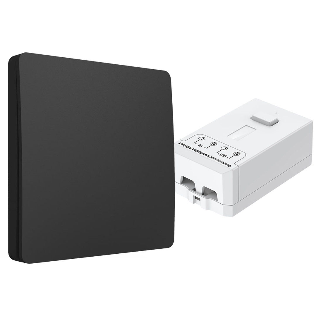 Ener-J 1 Gang Wireless Kinetic Switch Black with 500W RF Receiver