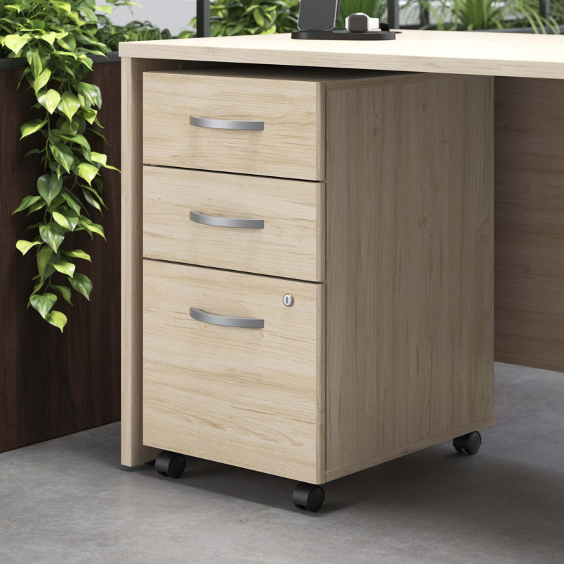Studio C 3 Vertical Filing Cabinet, Natural Elm