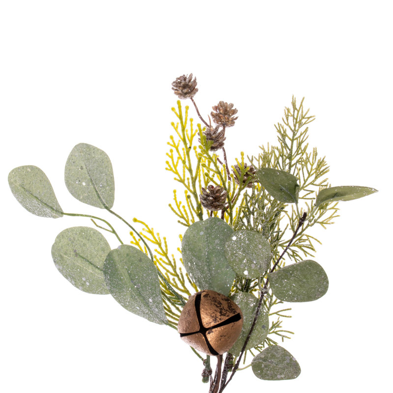 Guirlande 5 'en cèdre artificiel d'hiver, pomme de pin, eucalyptus et Jingle Bell brun