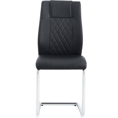 8 Chairs Dining Room - Modern Faux Leather Seat And Metal Frame For Kitchen, Living, Bedroom Black Pu Soft Of Living Padded Seat, Plating Legs + Comfortable Stylish
