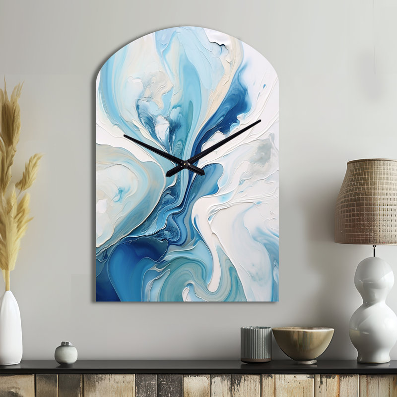 Horloge murale asymétrique en métal bleu et gris, Grand