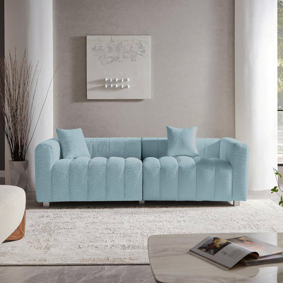 Causeuse 3 places 83,46 po en velours de qualité supérieure, canapé rembourré à bulles moderne avec pieds en métal et 2 coussins pour le salon, la chambre à coucher.