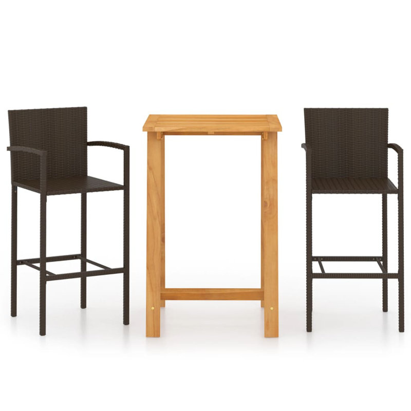 Ensemble de bar de jardin 3 pièces Vidaxl - noir, Brun