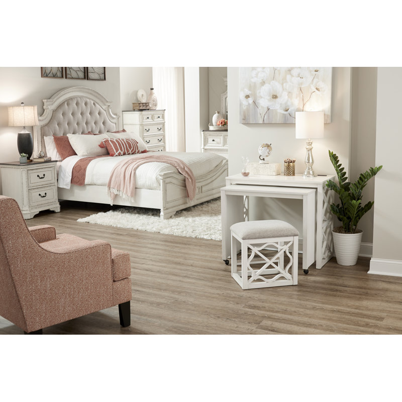 Eugene Emma 36" Nesting Rolling Desk with Upholstered Stool