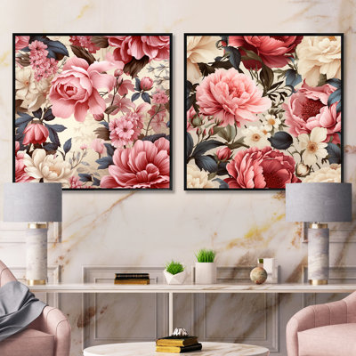 Vintage Roses Grace Victorian Pattern III - Floral Square Collage Set Of 2