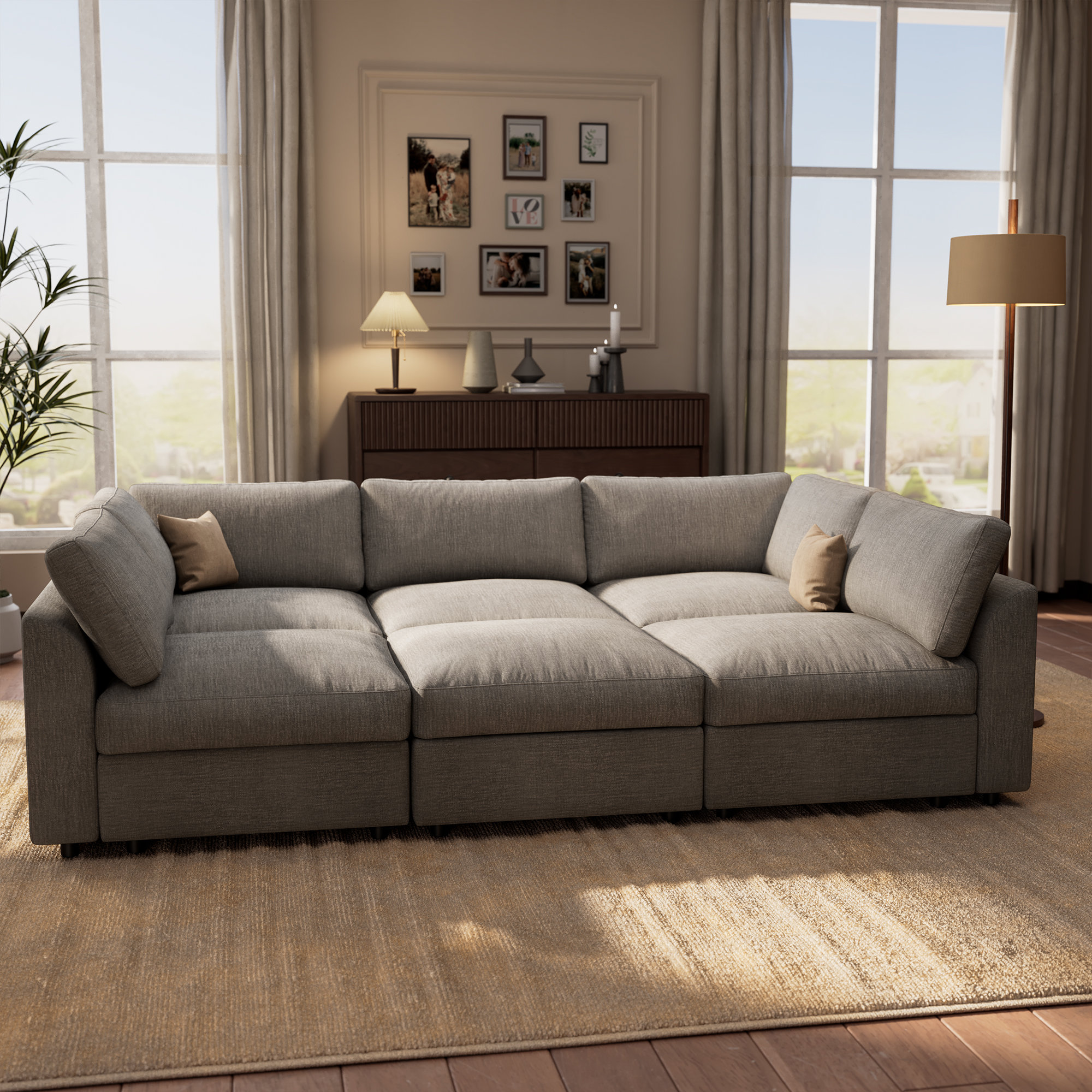 Latitude Run® 6 Piece 100" Sectional Modular Sofa With Storage ...