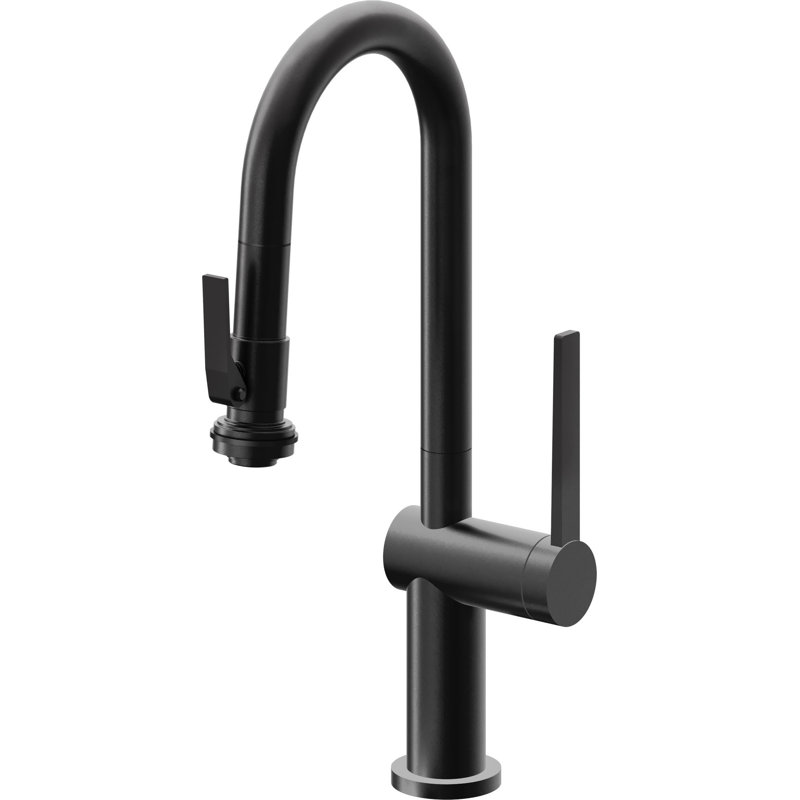 Pull-Down Prep/Bar Faucet With Squeeze Sprayer, Matte Black