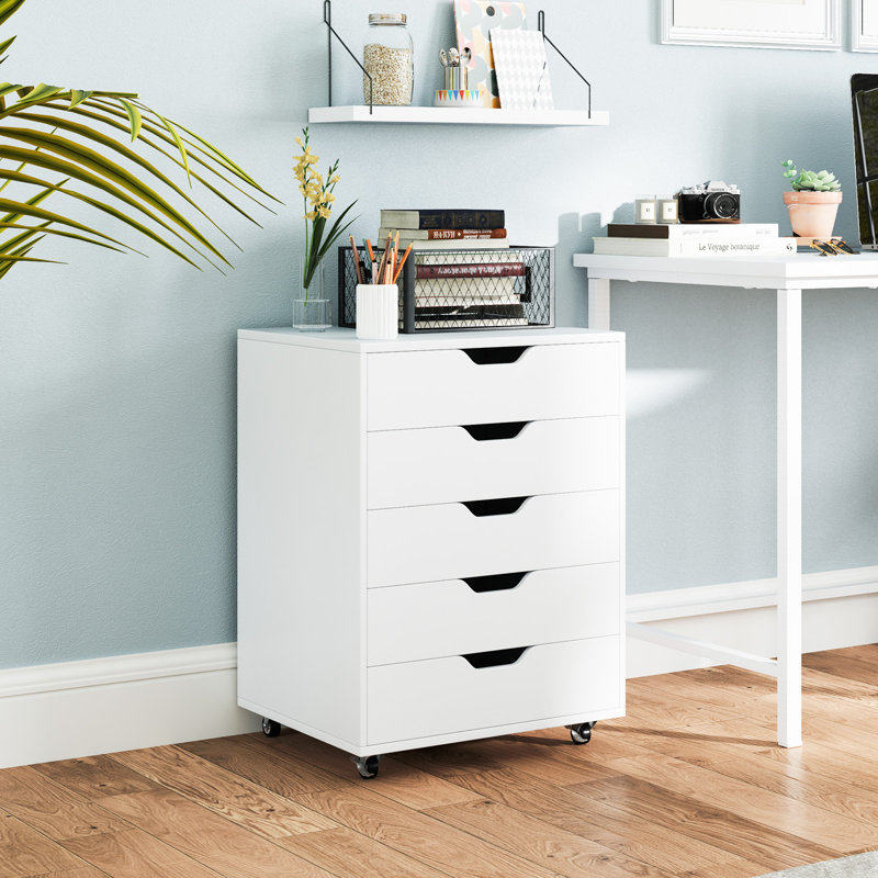 49cm Wide 5 -Drawer Mobile File Cabinet, White