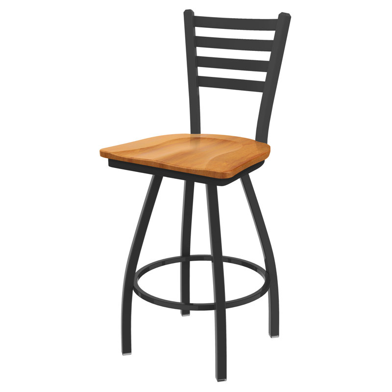 Tabouret de bar pivotant de 30" Evers, Étain, Érable moyen, Très haut (assise de 36 po de hauteur)